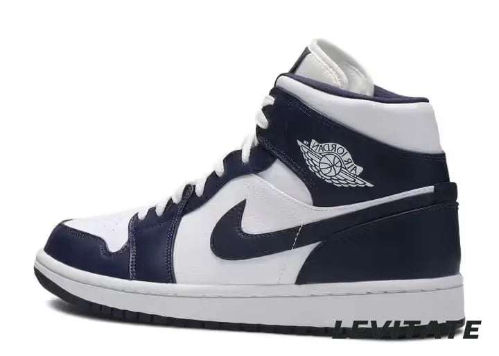 Nike Air Jordan 1 Mid 'White Metallic Gold Obsidian' Mens