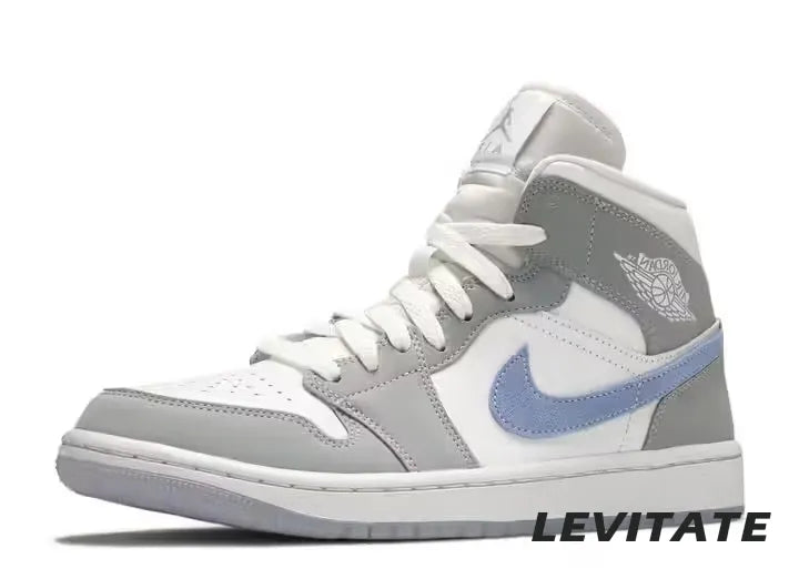 Nike Air Jordan 1 Mid 'Wolf Grey Aluminum' Womans